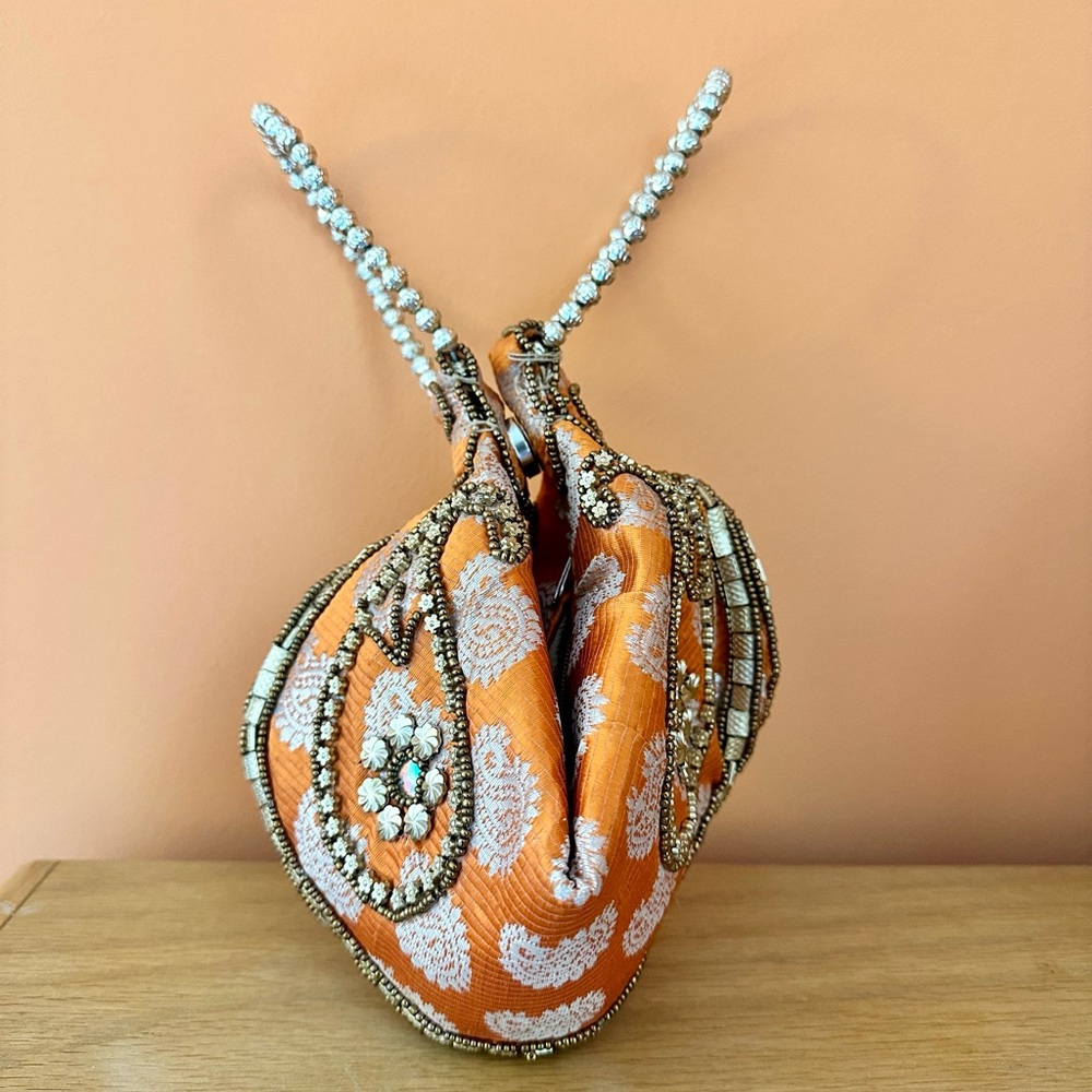 Handmade Embroidered Orange Handbag